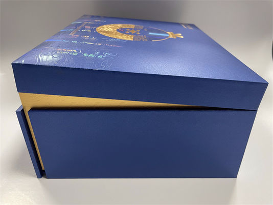 Kotak hadiah kertas MDF Biru Kotak magnetik Kemasan untuk kosmetik