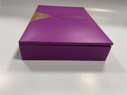 kotak pembungkus hadiah persegi panjang ungu kotak penutupan magnetik khusus